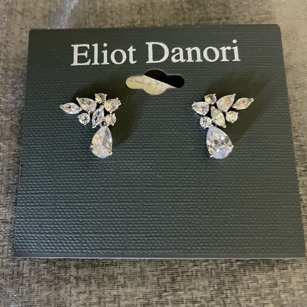 Eliot Danori Silver-Tone Crystal Pear Drop Earrings